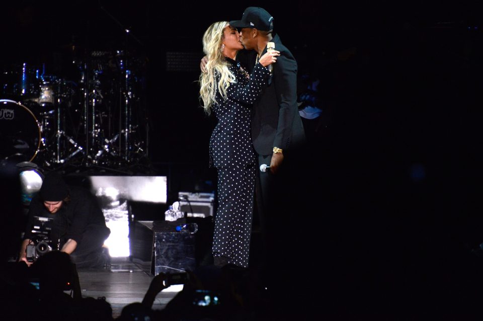  Beyonce and Jay Z locked lips onstage at a concert in support of Hillary Clinton