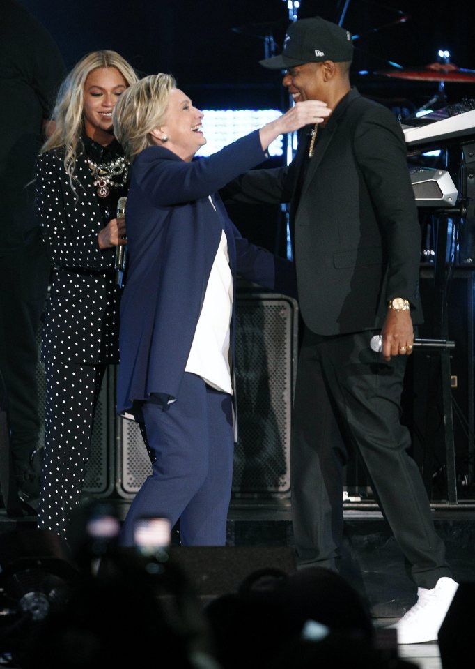  Clinton came out after a duet by Jay Z and Beyonce and quoted the iconic rapper