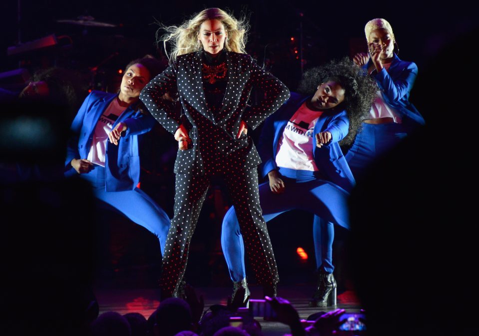  Beyonce performs on stage during a Get Out The Vote gig