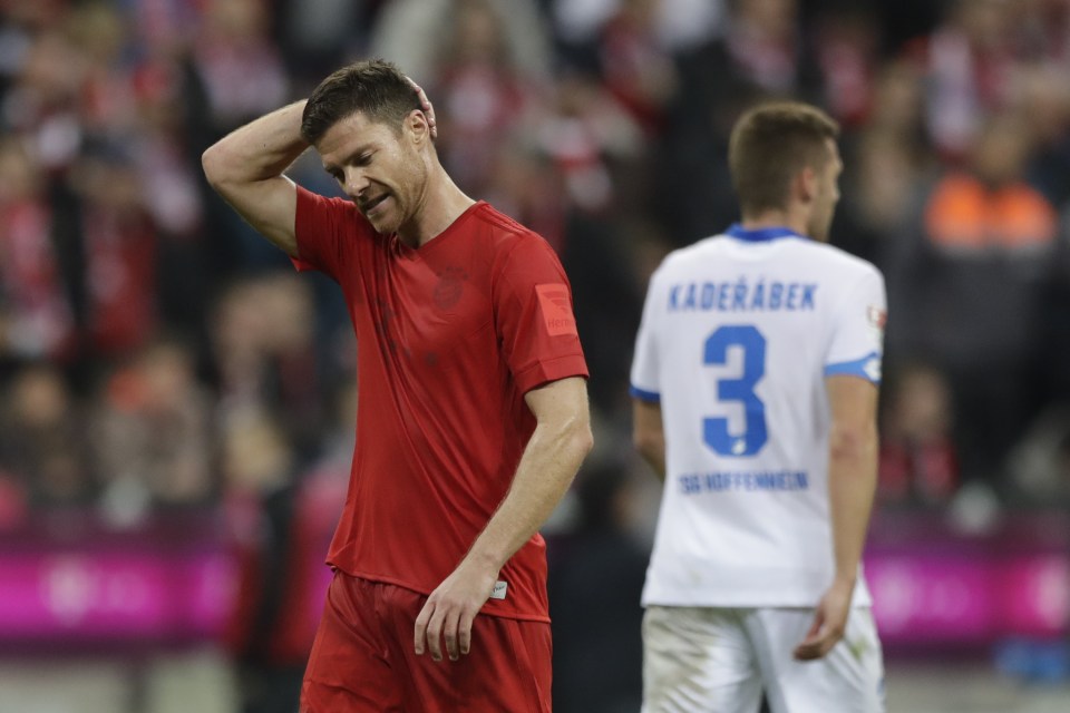 Bayern's Xabi Alonso reacts after the German Bundesliga soccer match between FC Bayern Munich and TSG 1899 Hoffenheim at the Allianz Arena stadium in Munich, Germany, Saturday, Nov. 5, 2016. (AP Photo/Matthias Schrader)