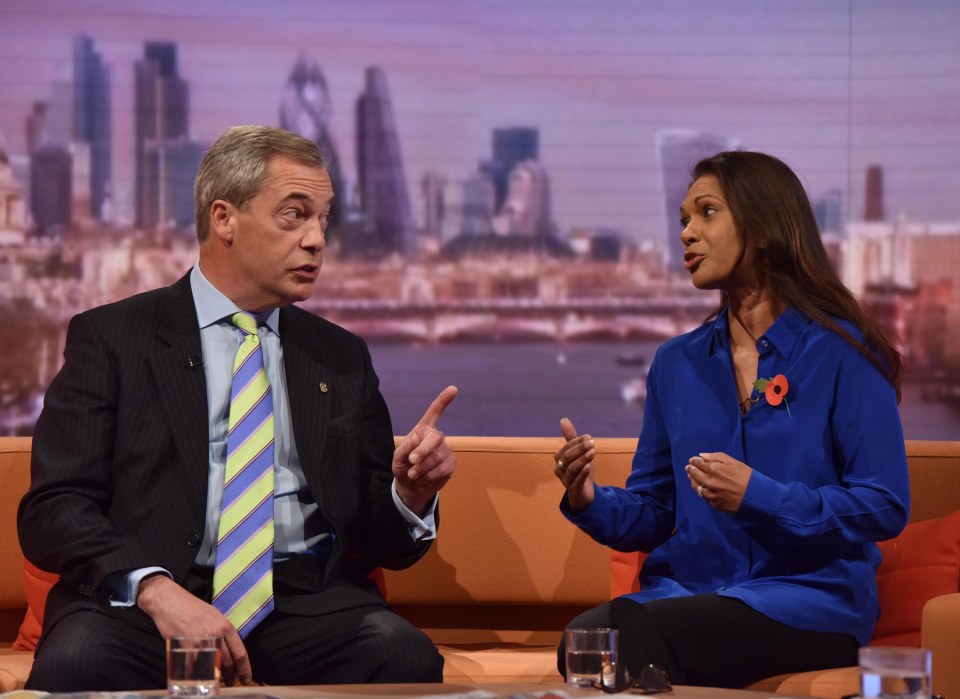 Nigel Farage and Gina Miller