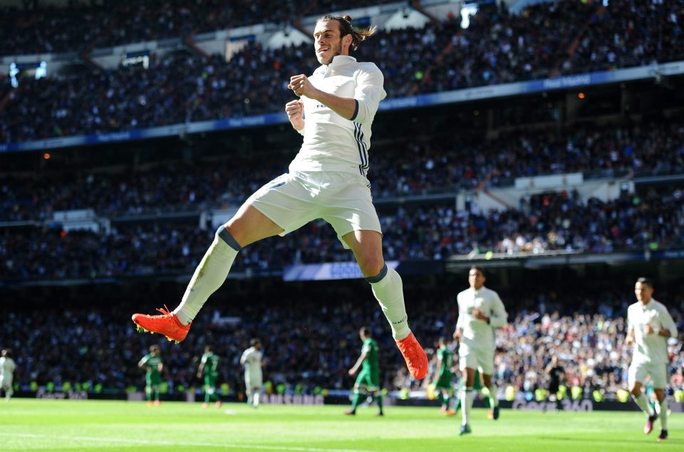  Gareth Bale celebrates his second goal of the game for Real Madrid against Leganes