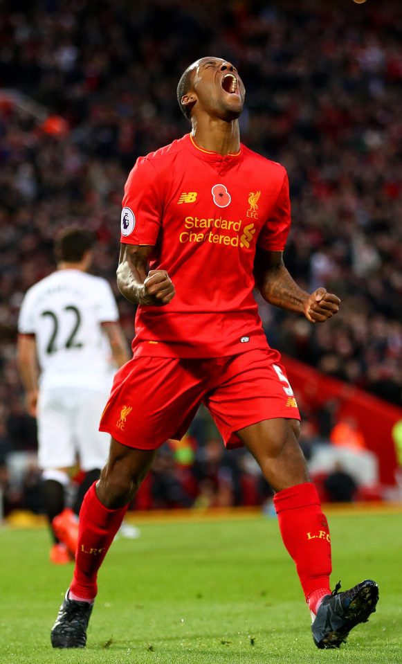  Georginio Wijnaldum celebrates his goal against Watford