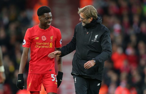 Ovie Ejara was all smiles with Jurgen Klopp after his debut