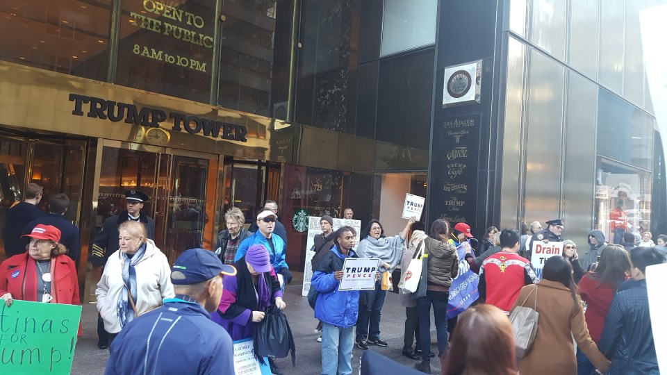  Divided... Angry support and protest at Trump Tower