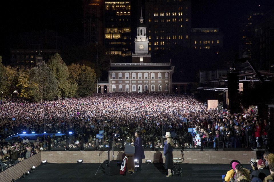  Barn-storming . . . huge crowd in Philadelpia for one of Clinton's final rallies