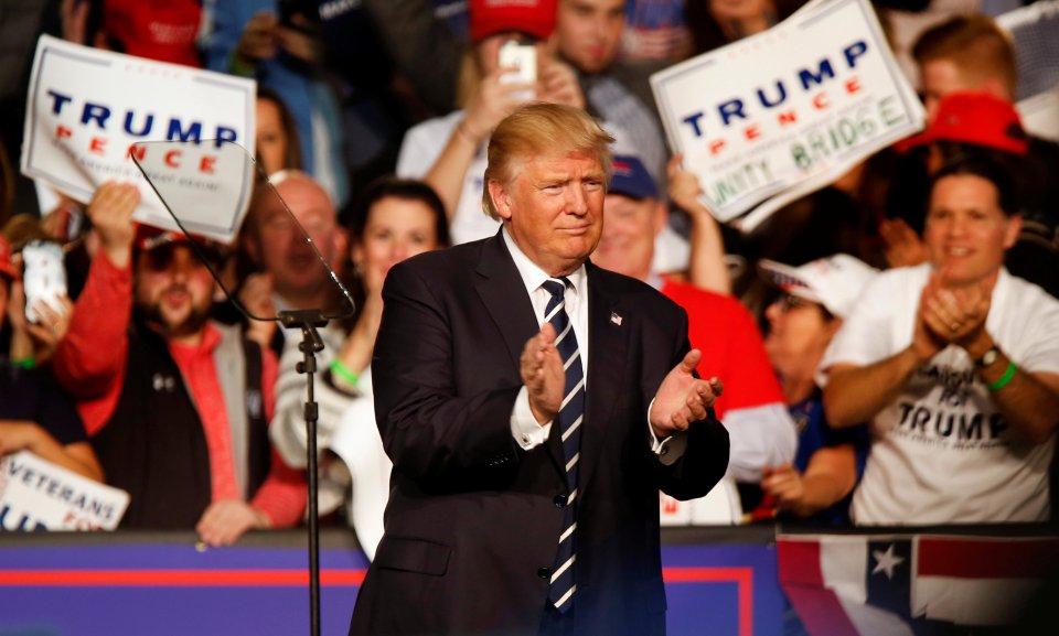  US Republican presidential nominee Donald Trump speaks at his final campaign event