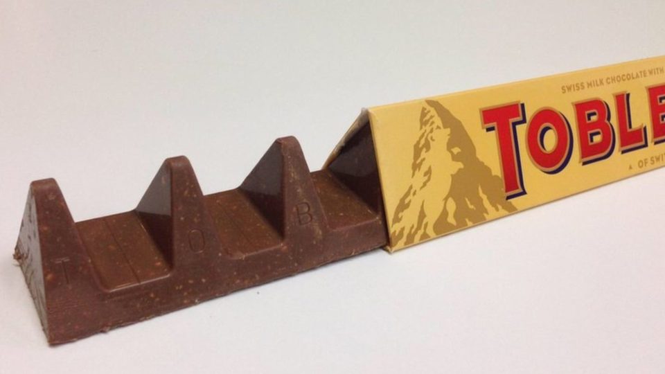  The 150g Toblerone features larger gaps between its distinctive triangles