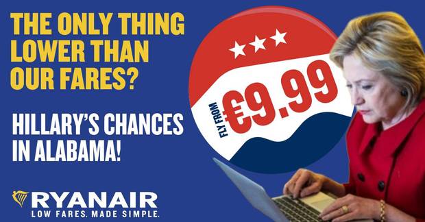 Customers have been congratulating RyanAir on its topical sales campaign