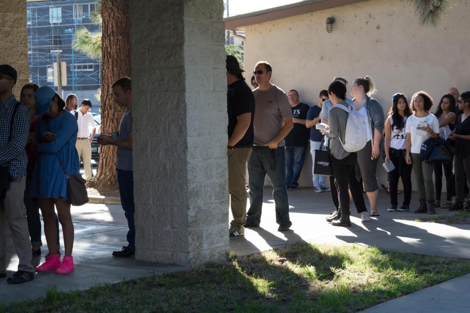  Voters wait to cast their ballot in Hollywood