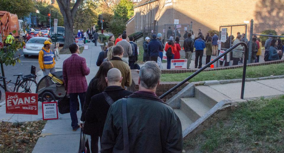 Americans have turned up in their droves to cast their vote in today's election, including in the capital Washington DC