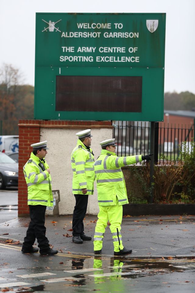  Officers at the scene of tragic accident this morning near Aldershot Garrison