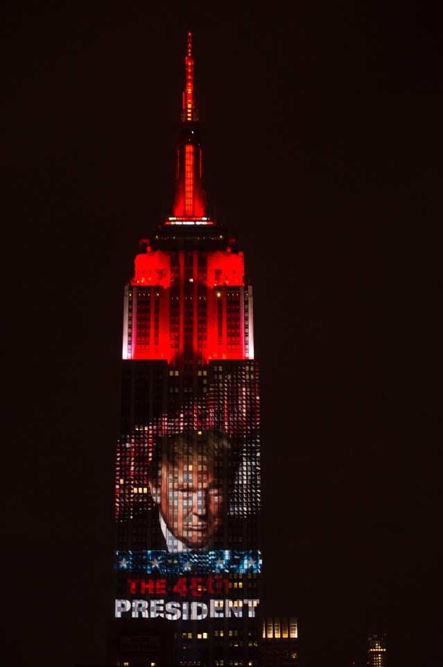  The face of Donald Trump was projected onto the Empire State Building after he was announced as the 45th president of the USA