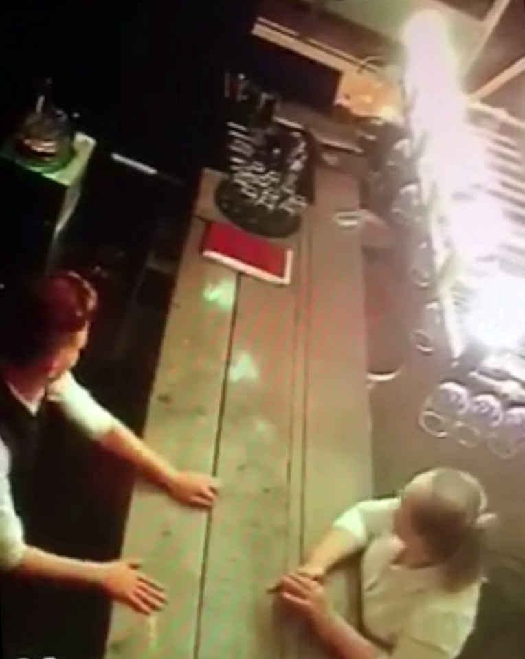  The restaurant workers are shocked as the glass appears to move on its own