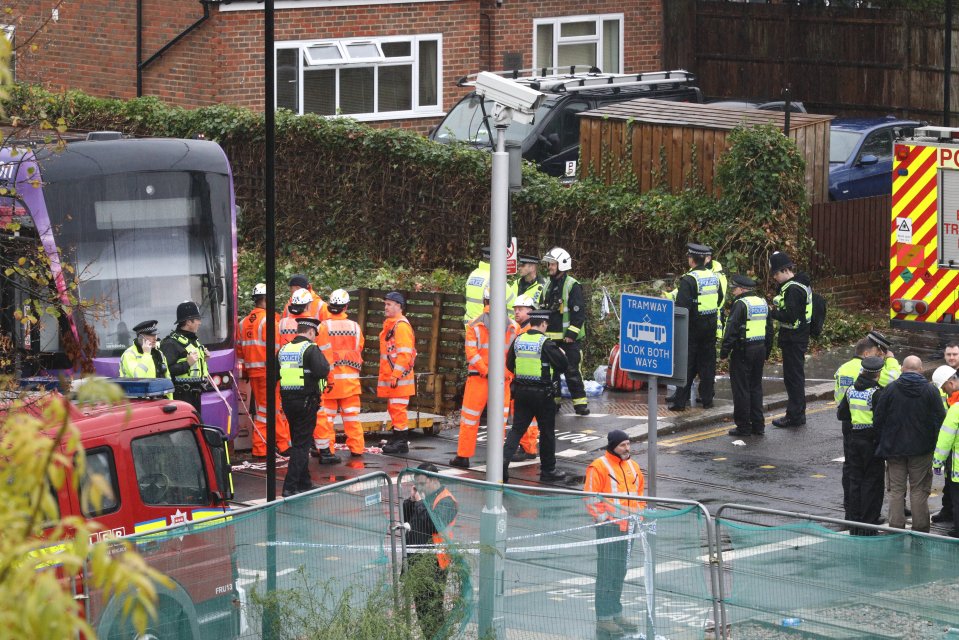  The tram derailed at 6am as heavy rain hit London in the early hours of this morning