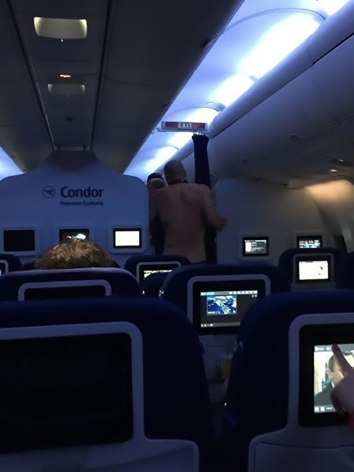  Gee, pictured, had to be restrained by a flight attendant and passenger