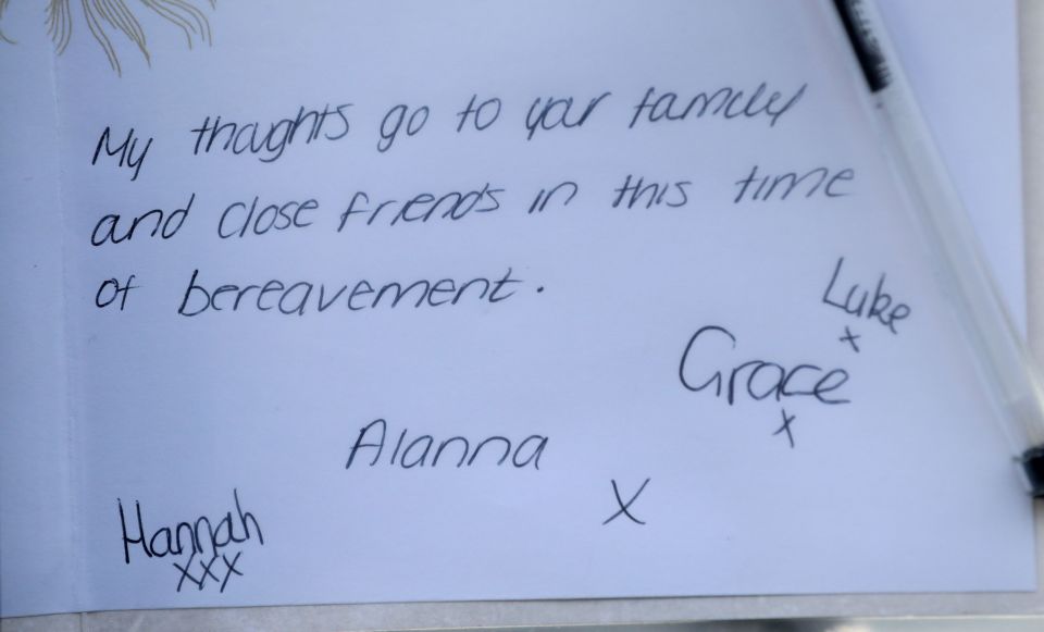  A tender message from four friends was left at the scene