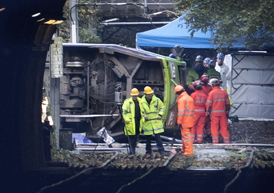  There is still a heavy police presence at the scene as rail investigators probe what caused the crash