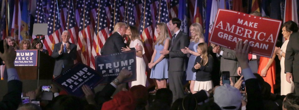  Donald Trump kisses his wife and future First Lady, Melania, but many feel Ivanka will be her father's real influence