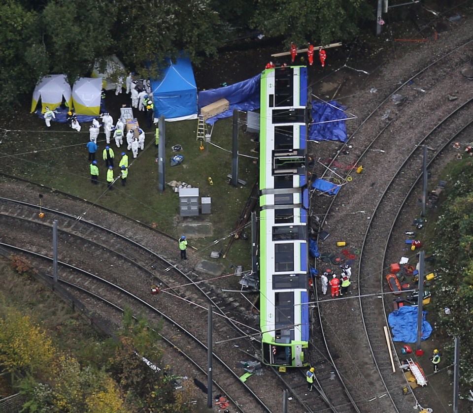  The two-carriage tram overturned this morning with witnesses recounting the 'carnage'