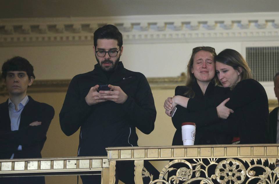  Supporters gathered at the New Yorker hotel in New York to hear Clinton's concession speech