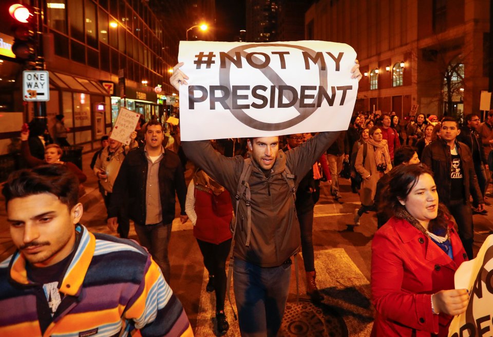  CHICAGO... Protesters up and down the country refuse to accept the election result