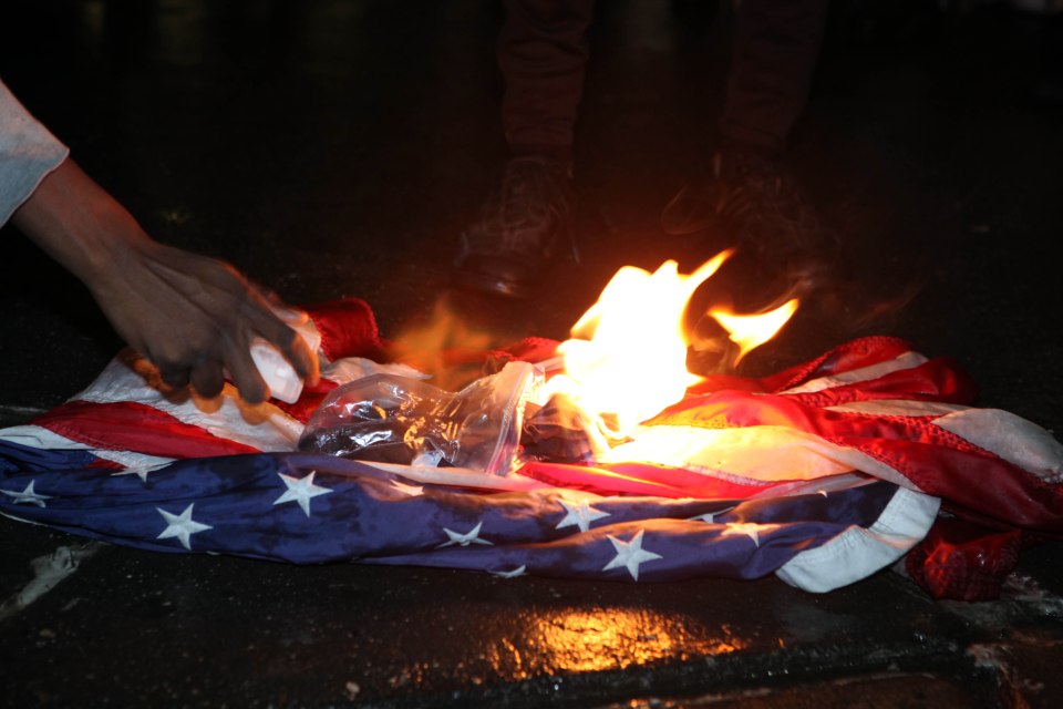  He could have made the announcement on the back of an American flag being burnt at a recent post-election protest