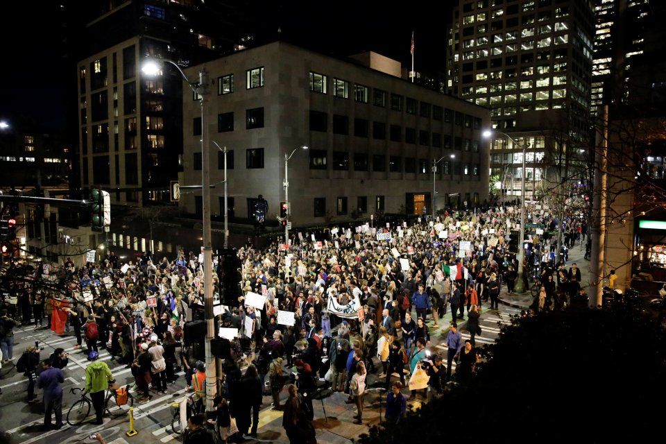  SEATTLE... Protests also erupted over Donald Trump's victory in Seattle, Washington