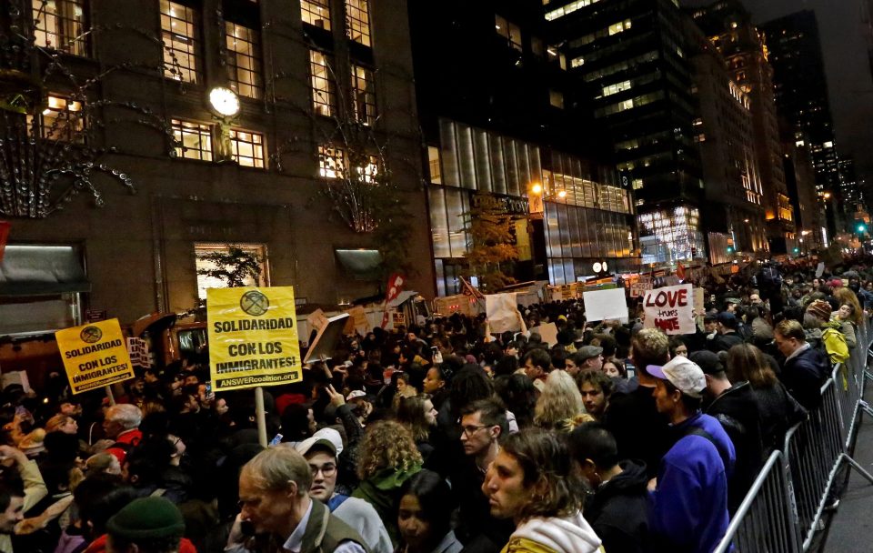  Thousands protest against Donald Trump's election victory outside Trump Tower in New York