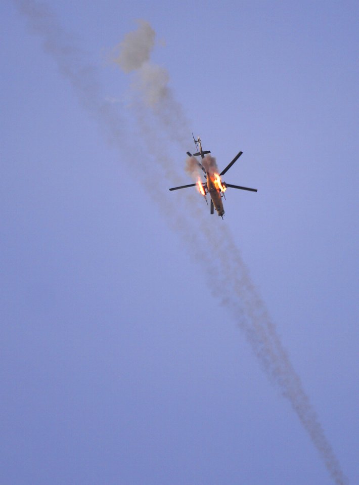  One of the shells struck an ISIS helicopter that was flying over Mosul