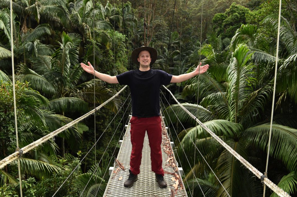  Andy crosses the famous rope bridge