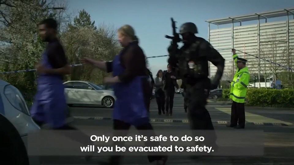  The video explains that police will not evacuate people until it's safe to do so - so you could be hiding for some time