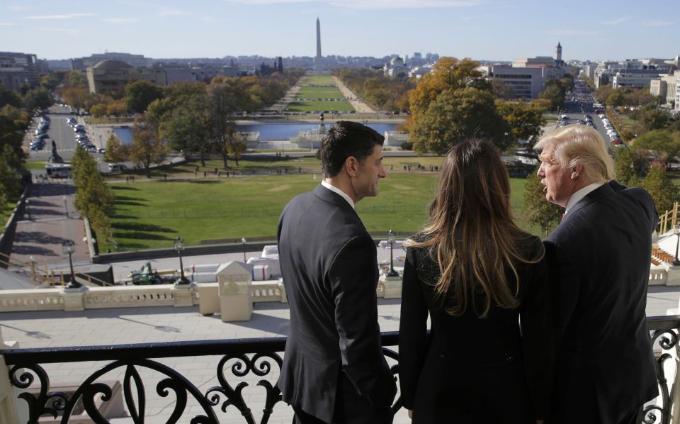  House Speaker Ryan shows Donald and Melania Trump the Mall in Washington DC