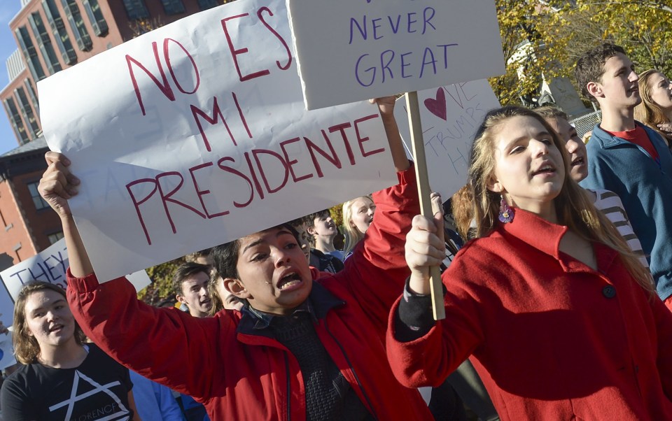 Demonstrators Protest Against Donald Trump Presidency In Washington, DC