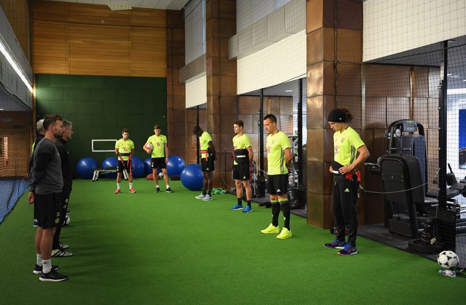  Chelsea players including John Terry observe the silence