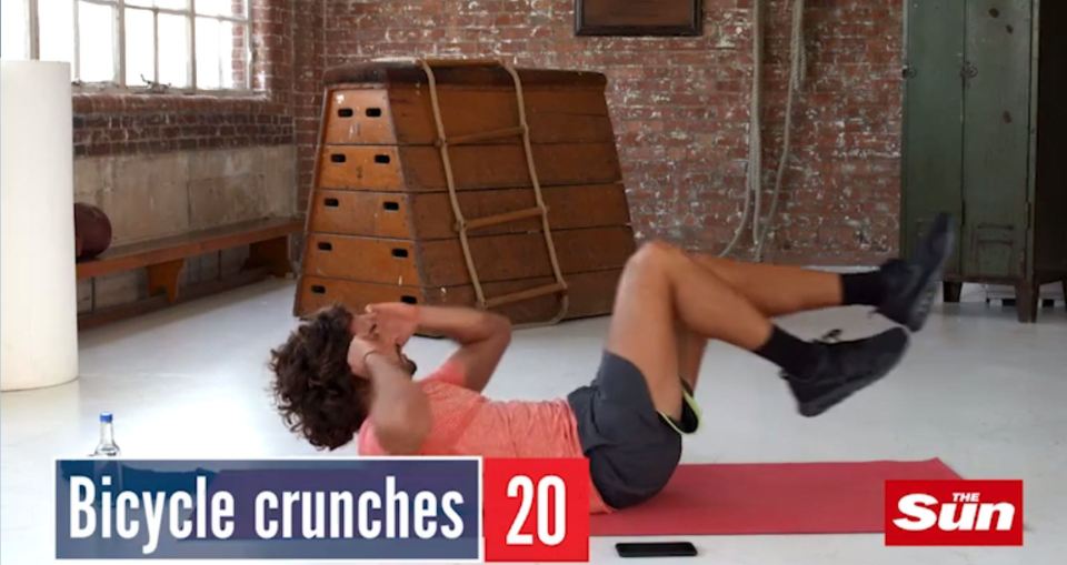  Bicycle crunches are when the burn starts to kick in