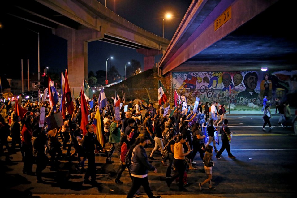  Marching protestors in San Diego, California, were among thousands of citizens angry with the election of the infamous businessman