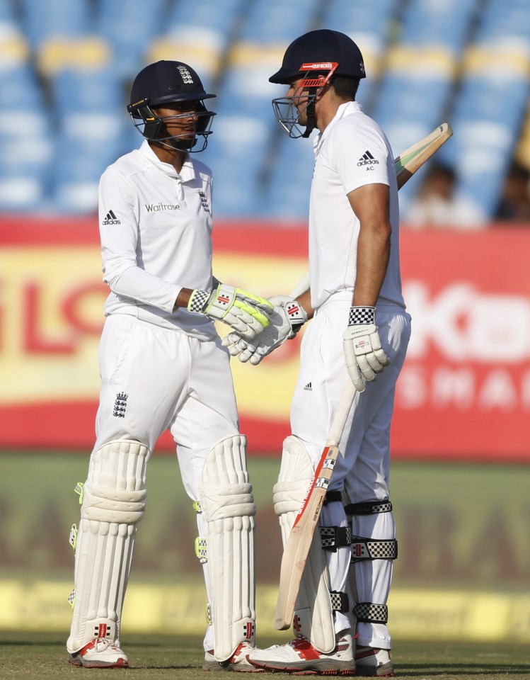  Haseeb Hameed and Alastair Cook enjoyed a century stand in Rajkot