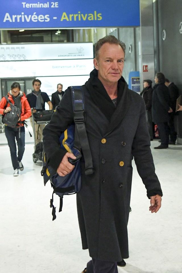  Rock star Sting arrives in Paris to perform at a reopening of the Bataclan. He said he wanted to "celebrate the life and the music that this historic theatre represents"