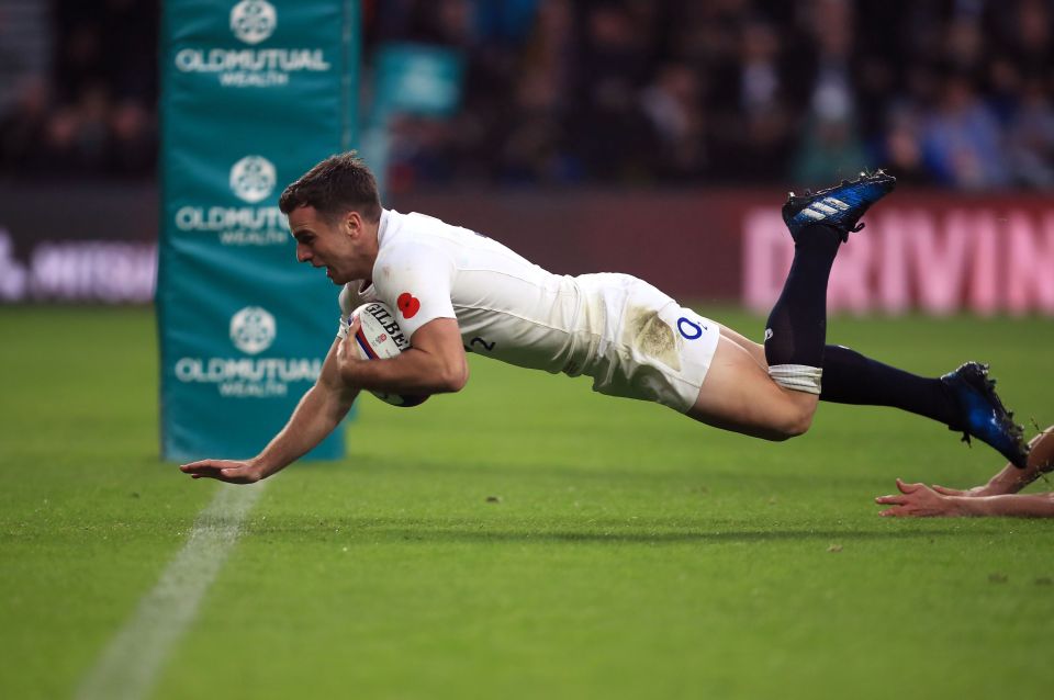  England's George Ford scores his side's third try during the Autumn International match