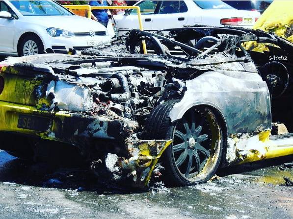  The super car was a charred wreck minutes later