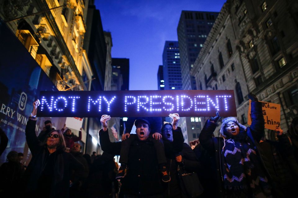  People chanted 'Not my President'