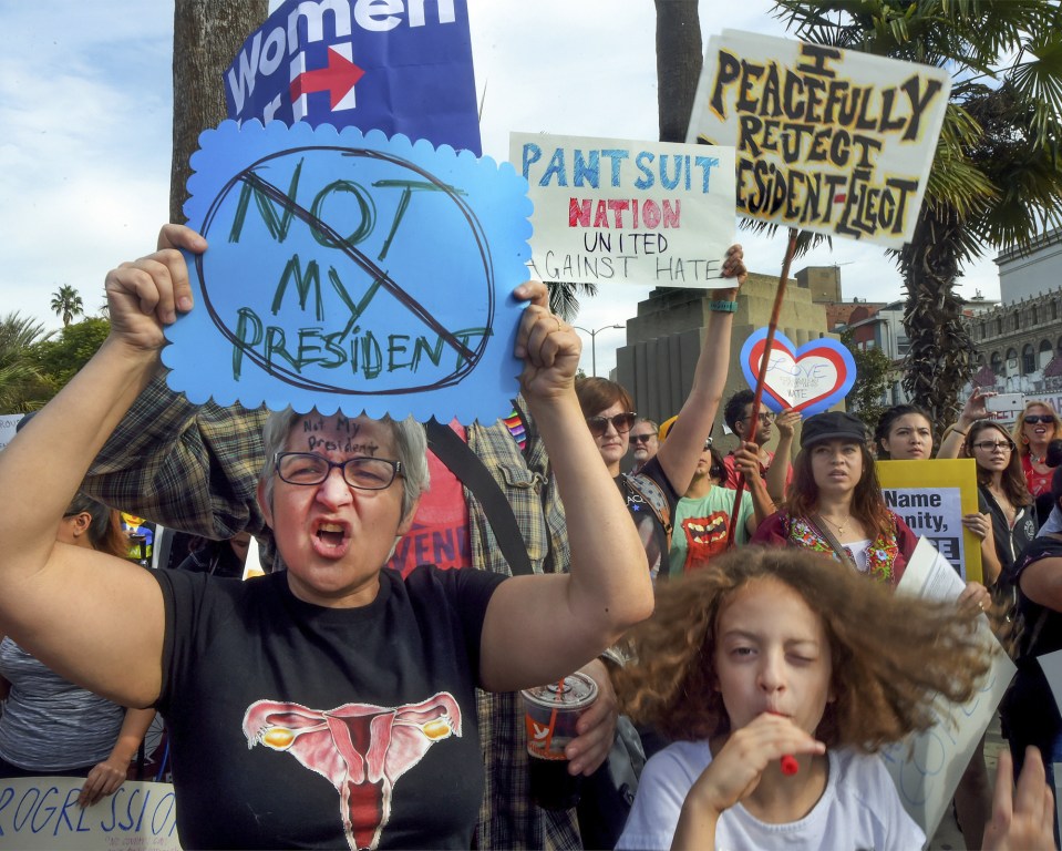  People also participated in an anti-Trump protest in downtown Los Angeles