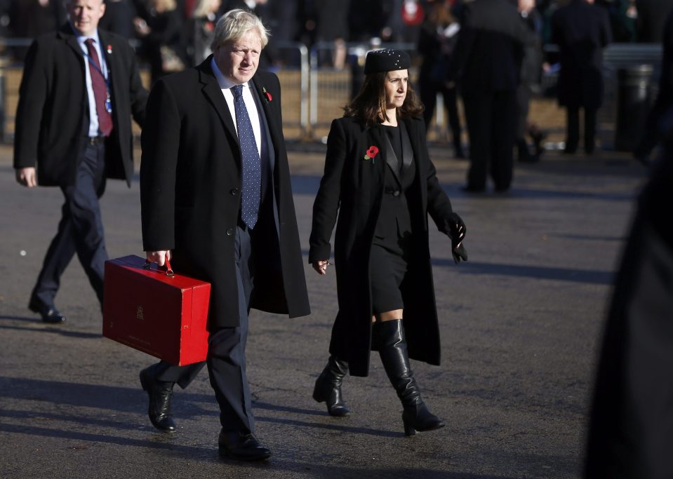 Boris Johnson and his wife Marina on their way to the the Remembrance Sunday ceremony at the Cenotaph in Westminster