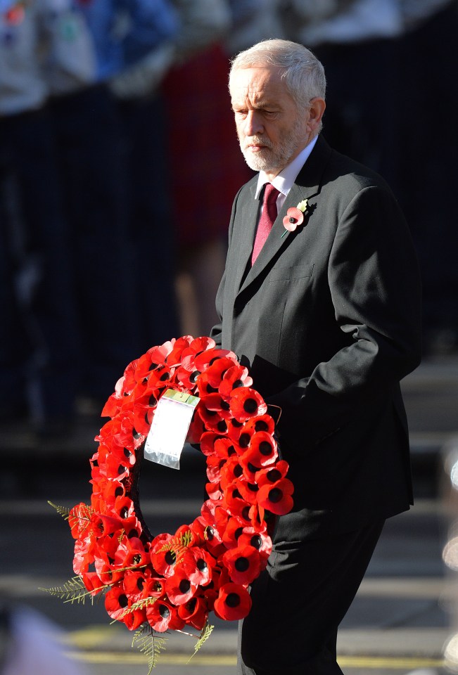 Labour leader Jeremy Corbyn lays a wreath after last year being accused of giving a slight nod of the head