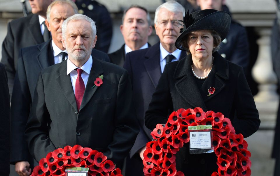 Labour leader Jeremy Corbyn and Prime Minister Theresa May stand side by side this morning 