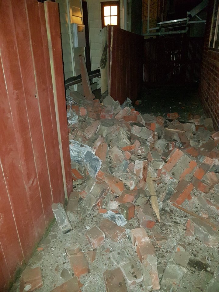  The wall of a South Island resident’s home collapsed after the quake last night