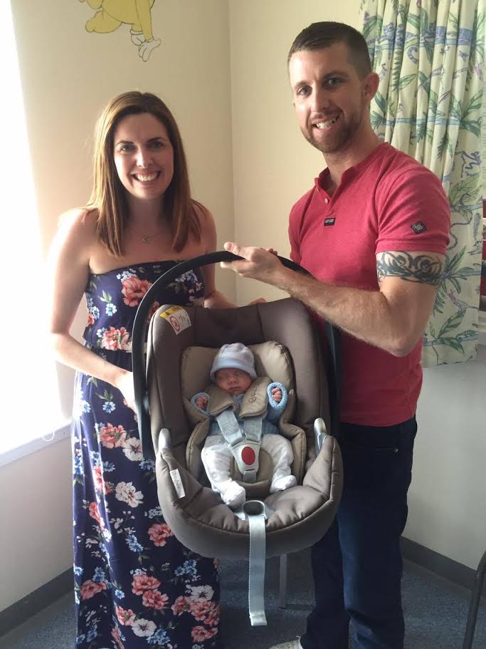  Happy and healthy ... Louise and Paul have expressed their gratitude to the 'amazing' hospital staff who they say 'saved [their] baby's life'