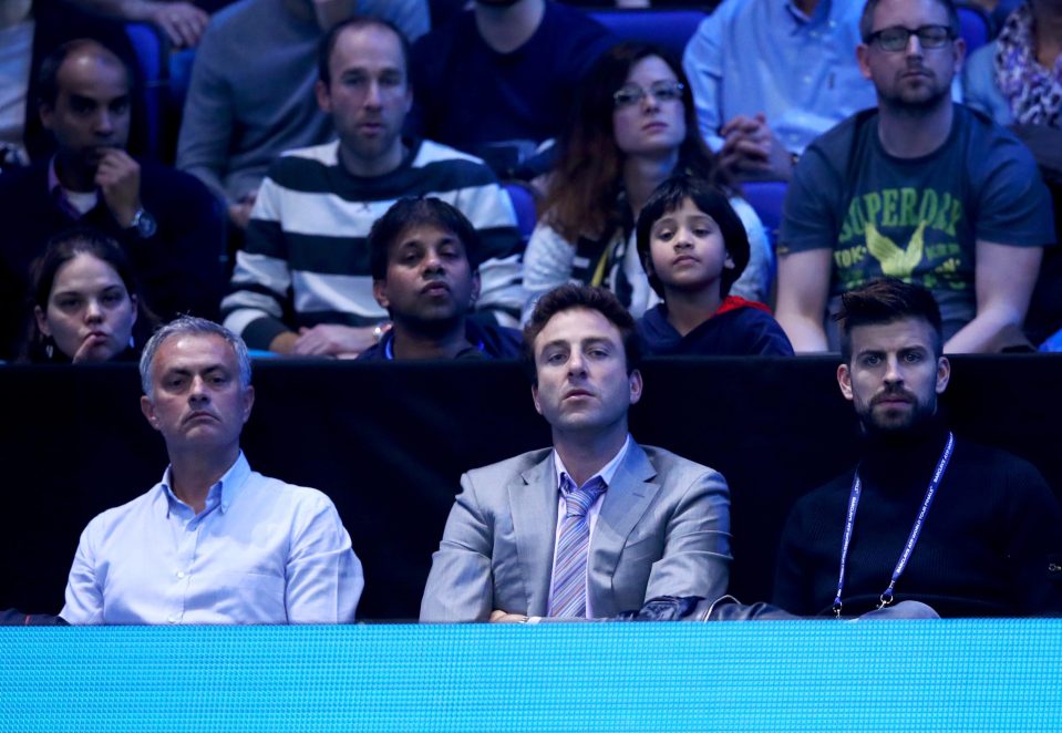  Gerard Pique and Jose Mourinho were pictured watching Novak Djokovic at the ATP World Tour Finals in London