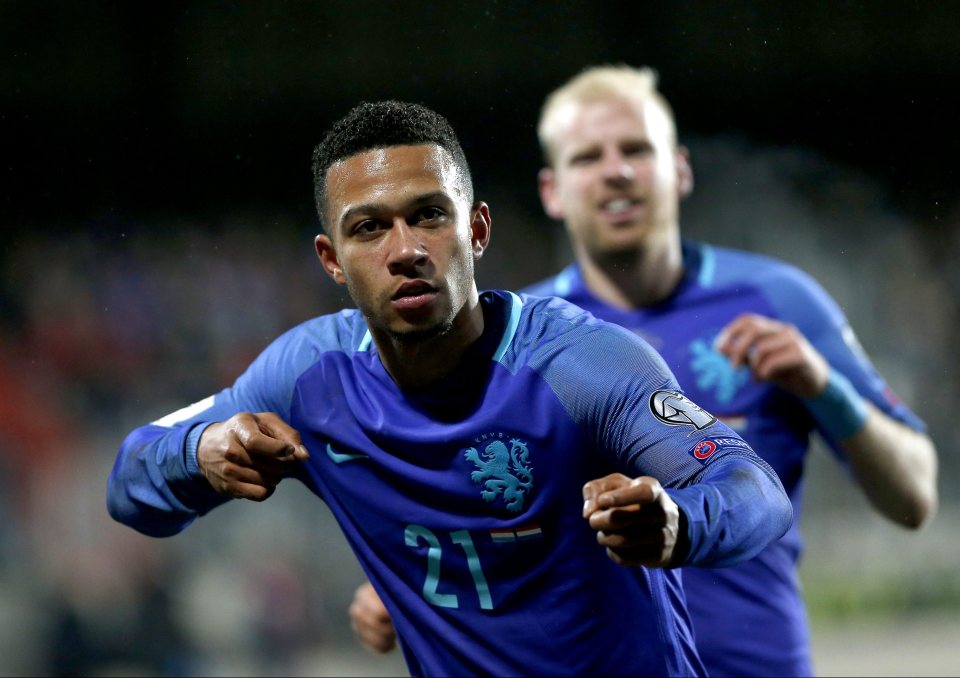  Memphis Depay after netting against Luxembourg